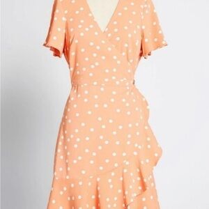 New Gilli ModCloth ruffled polka dot wrap dress womens small